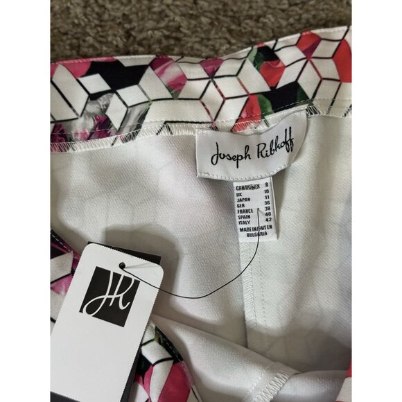 NWT JOSEPH RIBKOFF Floral Geometric Pull On Ankle Pants Artsy Career Sz 8 29x26 - Picture 3 of 8